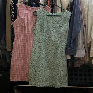 Calvin Klein Pink Plaid and Green Floral Mini Dresses